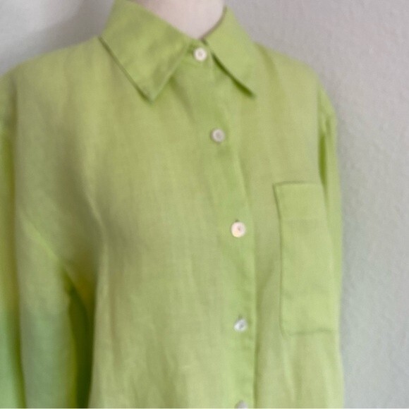 NWOT  Liz Claiborne Linen Lime Green Button Top w/Unique Belt Rare Size S - Picture 4 of 10